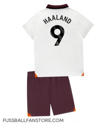 Manchester City Erling Haaland #9 Replik Auswärtstrikot Kinder 2023-24 Kurzarm (+ Kurze Hosen)